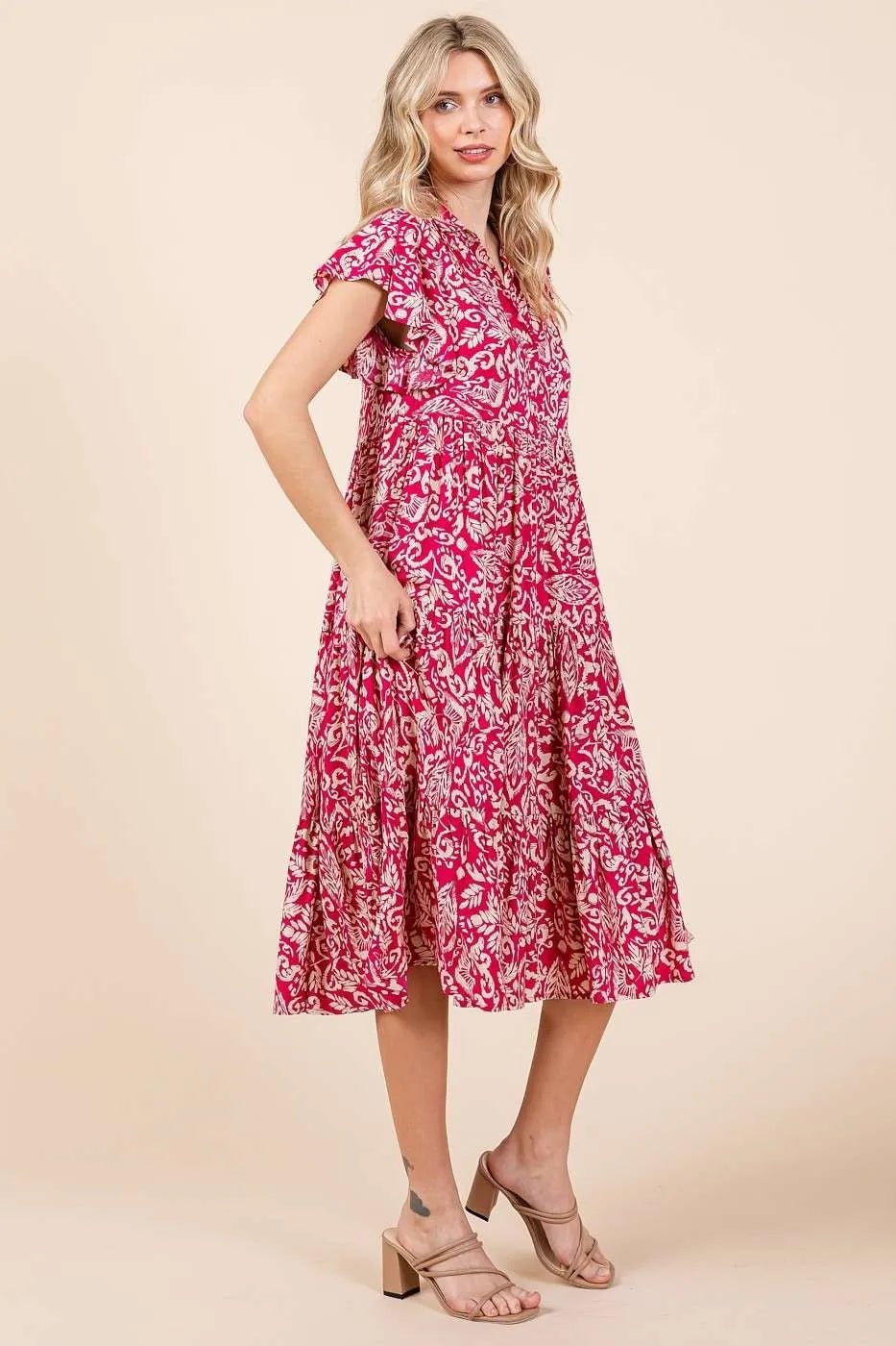 Mittoshop Abstract Print Ruffle Tier Midi Dress - Bela Fils BoutiqueBela Fils Boutique